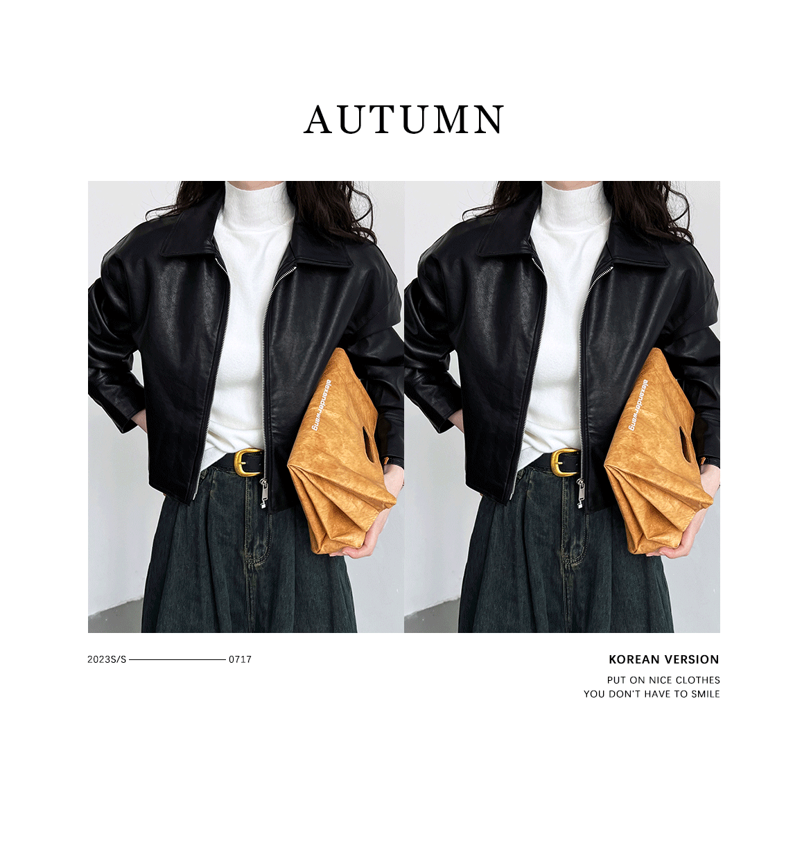 cool handsome high sense ~ lapel leather coat women's spring and autumn Hong Kong style PU leather jacket motorcycle top trendy 9595