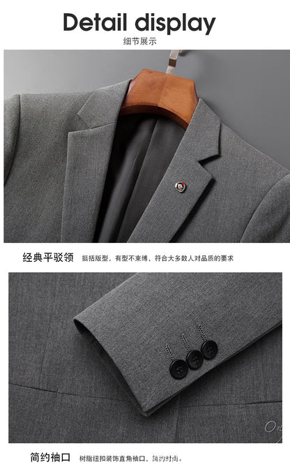 A 1.45kg Piece Set of Spring & Fall Casual Small Suit Jacket Men's Korean Style Slim Gray Formal Full Suit Suit