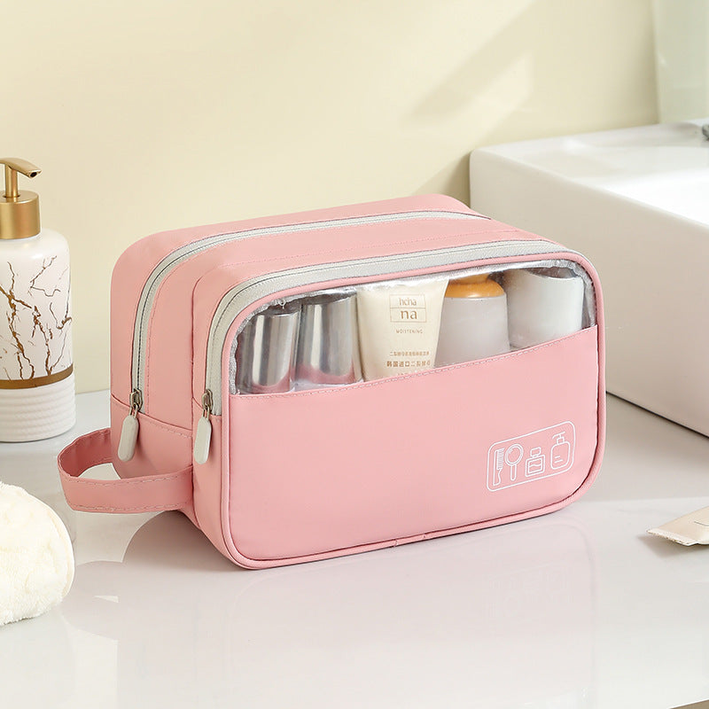 New Light Travel Leather Film Semi-permeable Toiletry Bag Waterproof Cosmetic Bag Increased Capacity Travel Daily Goods Easy Storage