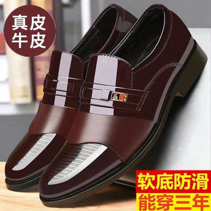 [100% cowhide] special clearance processing suit men's leather shoes thick bottom authentic cowhide shoes men's shoes dad shoes