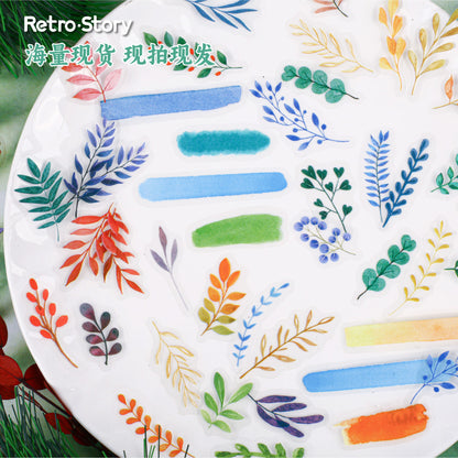 Retrostory Qingxu Series Pet Stickers with Branches and Leaves Growth Theme 30 Pieces into 6 Creative Handbook Decoration Stickers