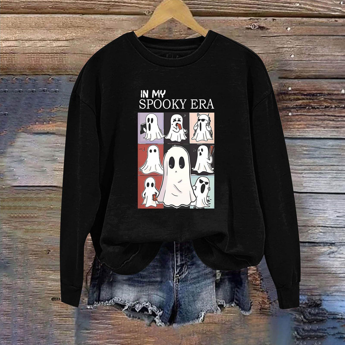 Women Sweatshirtss Halloween Cute Ghost Pattern Long Sleeve Sweater Horror Fall Pullover Tops