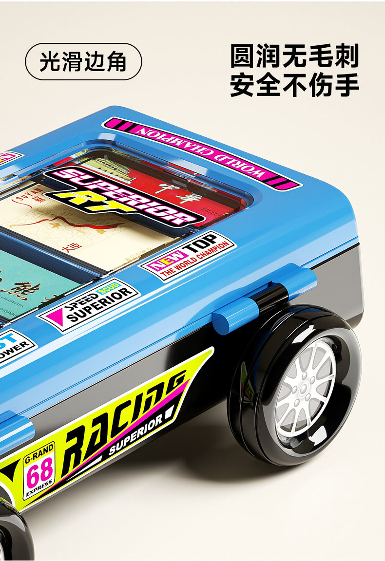 Cigarette Card Storage Box Double Layer Cigarette Card Collection Dustproof Storage Card Box Car Shape Portable Storage Box with Handlet