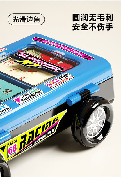 Cigarette Card Storage Box Double Layer Cigarette Card Collection Dustproof Storage Card Box Car Shape Portable Storage Box with Handlet