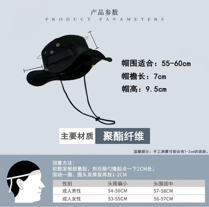 All-Match Western Denim Hat Men's and Women's Outdoor Mountaineering Summer Sun Hat Fishing Sunscreen Fisherman Hat Camping Breathable