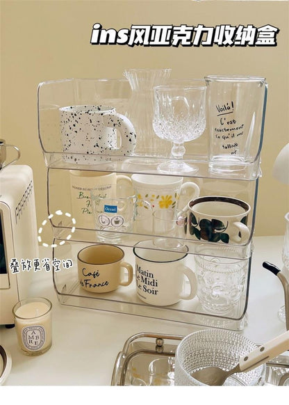 Mug Storage Box Desktop Double-Layer Cup Rack Water Cup Coffee Shelf Cup Tea Cup Storage Rack Transparent Acrylic