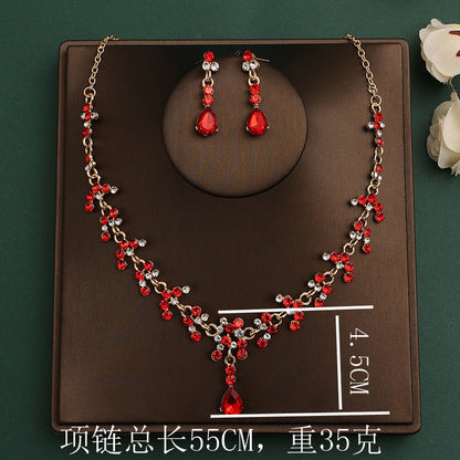 Korean Bride Necklace Earrings Two-piece Decorations Wedding Yarn Wedding Jewelry Wedding Accessories Dance Studio