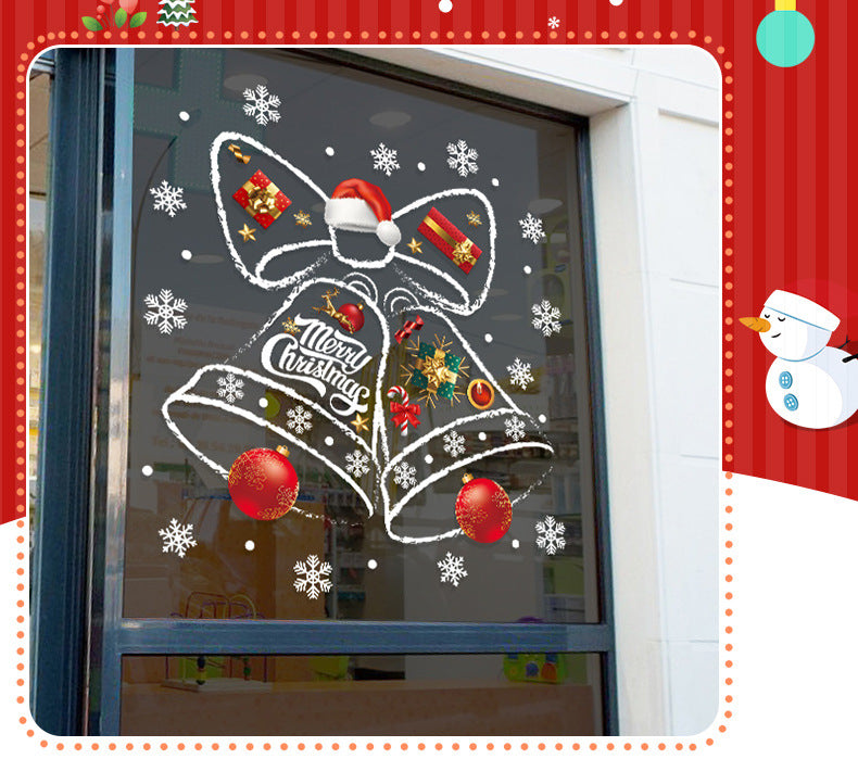 Christmas decorative window stickers glass door stickers Christmas bells creative window mall layout Christmas stickers