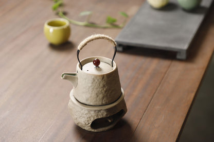 Yuerui New Rustic Pottery Constant Temperature Alcohol Tea Brewing Pot Set with Handle, Balcony Tea Brewing Stove Complete Set Wholesale Pottery