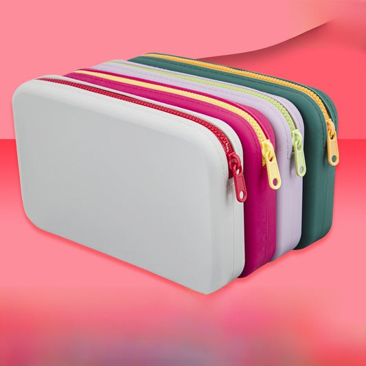 Large-Capacity Rectangular Silicone Cosmetic Bag, Storage Bag, Toiletry Storage Bag, Digital Bag, Travel Bag, Menstrual Bag