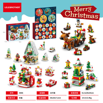 [Free Shipping] Genuine Jiaqi 1302 Colorful Christmas Tree Building Blocks Rotating Music Box Chinese Christmas Building Blocks Gift