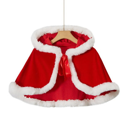 Amazon Christmas Shawl Cloak Christmas Costume Girls Party Cos Red and Green Christmas Costume Performance Uniform