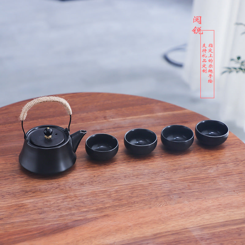 Yuerui New Rustic Pottery Constant Temperature Alcohol Tea Brewing Pot Set with Handle, Balcony Tea Brewing Stove Complete Set Wholesale Pottery