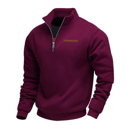Cross-Border American Style Autumn and Winter Heavyweight Fleece Long-Sleeve Men's Sweatshirt with Half-Zip, Loose Fit, Stand Collar, Pullover Men's Sweatshirt