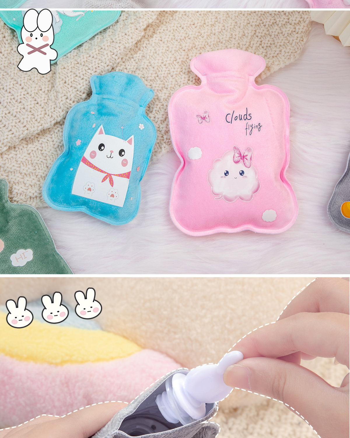 Hot Water Bag Water Filling Cute Mini Large Hand Warmer Hot Compress Warm Water Bag for Belly small size Water Filling for Students