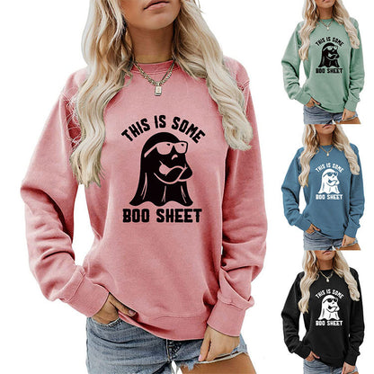 Women's Letter Printed Sweatshirt Cross-Border European and American Fashion Letter Women's Clothing 3D Printed Round Neck Sweatshirt