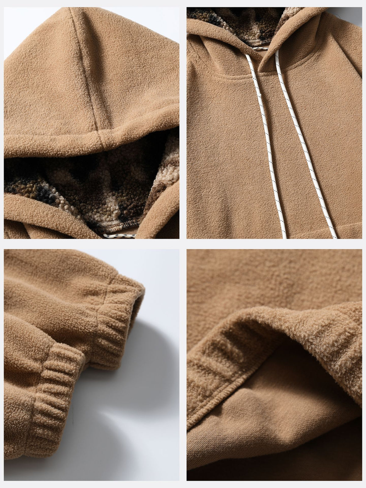 Black Fleet American Casual Style Unisex Versatile Hooded Warm Top Couple Style Hiking Fleece Solid Color Sweatshirt