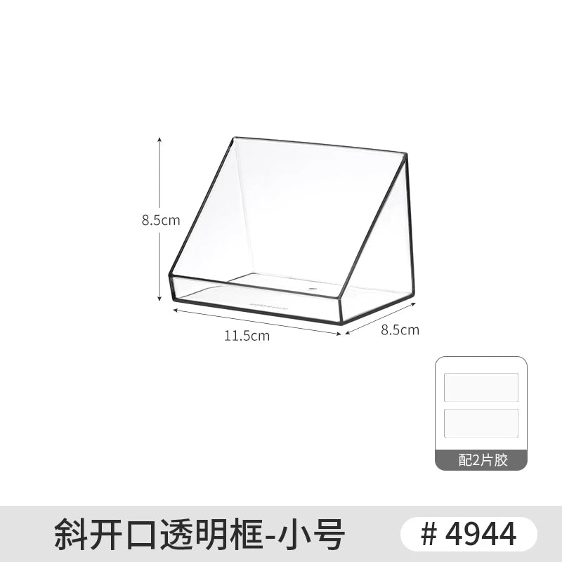Desktop Wall Hanging Storage Box with Transparent Acrylic Cosmetics Bathroom Stationery Station Kitchen Storage Rack Bedside