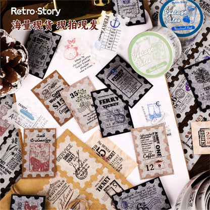 Retrostory Postmark Illustrated Retro Style Long Stamps 6 Types Journal Material Collage Base Pet Washi Tape
