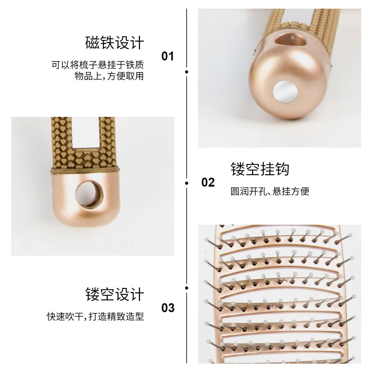 Cross-border Hot Pig Mane Big Bend Comb Fluffy Curly Hair Styling Comb Anti-static Hair Comb Home Hair Massage Comb