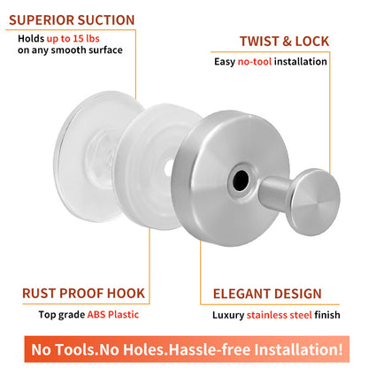 Cross-Border Stainless Steel Vacuum Suction Cup Hooks, No-Drill Bathroom Hooks, Kitchen Hooks, Towel Hooks, Clothes Hooks Wholesale