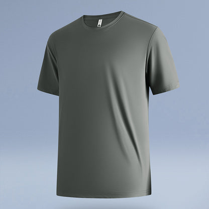Dan Baoni | Summer Cool Sense Sunscreen Solid Color Advanced Sense Ice Silk Men's T-Shirt Loose Round Neck Shoulder Short Sleeve Customization