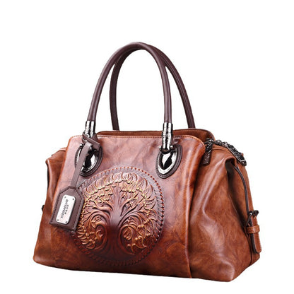 2025 New Chinese Style Retro European and American Style Bag Fashion Embossed Gradient Color Hand-Held Crossbody Pillow Women's Bag