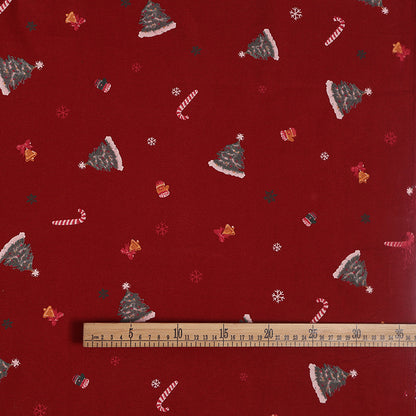 In-Stock Pure Cotton Water-Based Printing Fabric Plain Christmas Tree Floral Fabric Autumn and Winter Casual Pants Cotton Clothing Lining Fabric