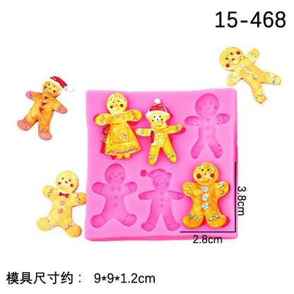 Christmas Theme Silicone Mold Snowflake Christmas Tree Snowman Gingerbread Man Creative Baking Decoration Liquid Silicone Mold