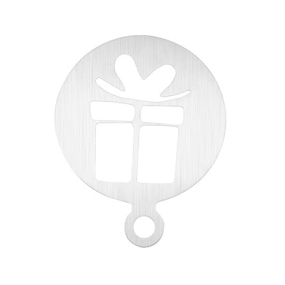 Factory Direct sales Christmas creative stainless steel coffee Garland piece mold portable coffee milk bubble spray flower printing template