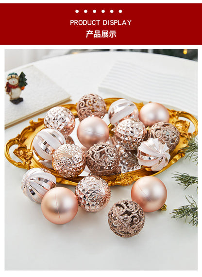 Cross-border New Christmas Tree Decoration Pendant Electroplated Paintted Ball Hanging Hollow Ball Hanging Christmas Decorations