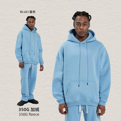 Cai Xiang Island Men's Clothing | Autumn and Winter Cross-Border American-Style Fleece Hoodie Men's Street Fashion Hooded Sweatshirt with Drawstring