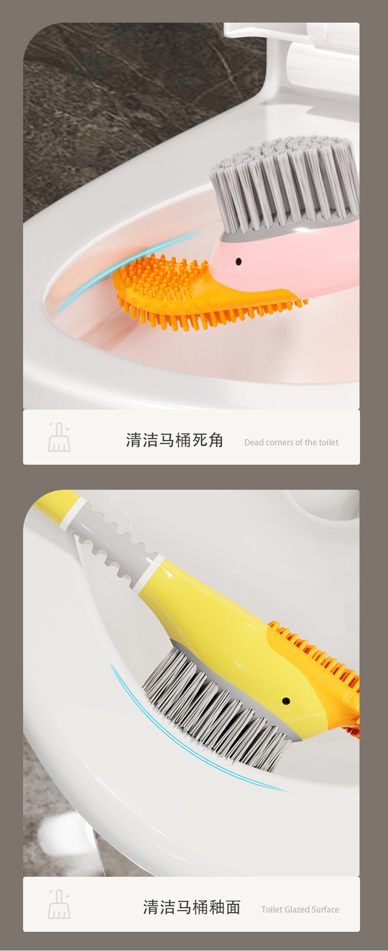 [Patented Authentic] New Diving Cartoon Duck Silicone Toilet Brush Home with Base Cleaning Set Bathroom