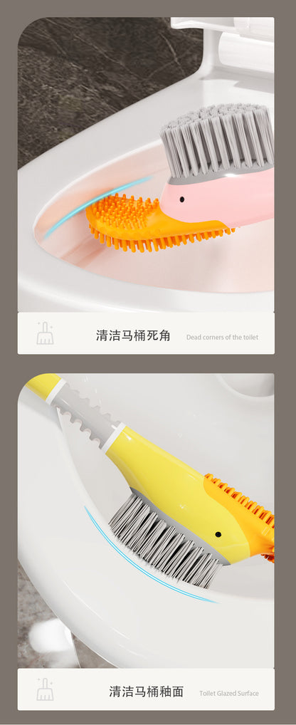 [Patented Authentic] New Diving Cartoon Duck Silicone Toilet Brush Home with Base Cleaning Set Bathroom
