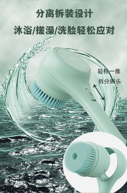 Dual-Handle Electric Bath Scrubber with Five Brush Heads, Spa-Grade Bath Brush, Wireless Electric Bath Brush, Body Cleansing Device
