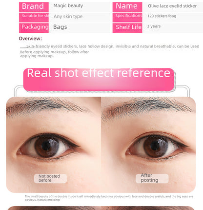Magic Beauty Lace Double Eyelid Sticker Natural Invisible Traceless Beauty Sticker Mesh Olive-Shaped Eyelid Sticker