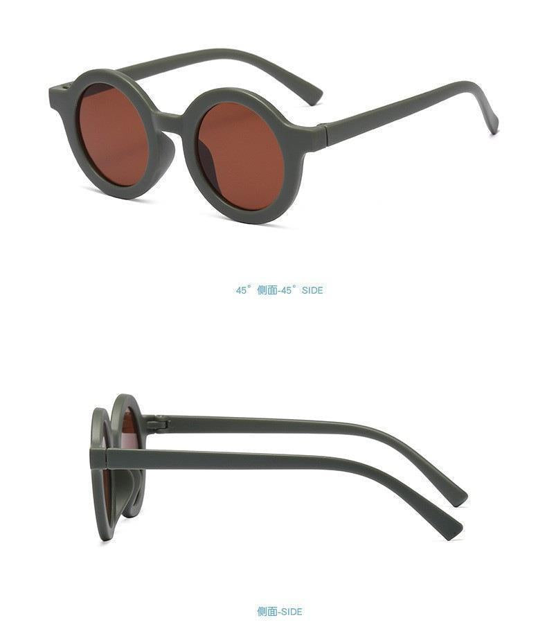 2023Ins Kidsren's Sunglasses Retro Boys and Girls Kidsren's Sunglasses Ready-Made Baby Round Frame Sunglasses