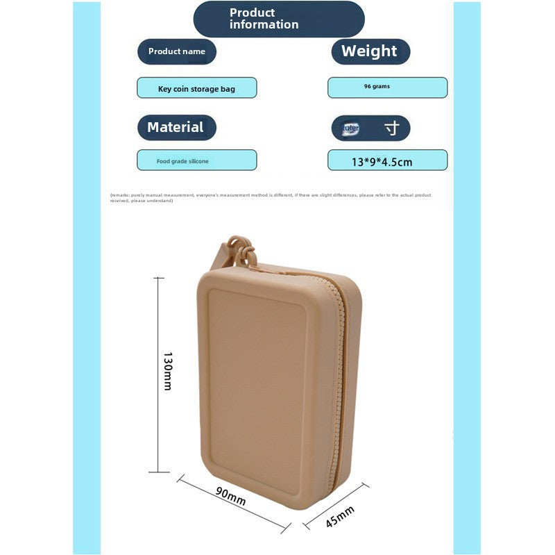 Silicone Rectangular Coin Purse Thickened Small Bag Coin Internet-famous Key Case Headset Storage Certificate Multi-purpose Bag