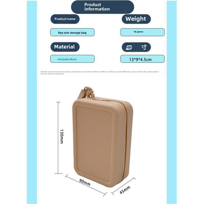 Silicone Rectangular Coin Purse Thickened Small Bag Coin Internet-famous Key Case Headset Storage Certificate Multi-purpose Bag
