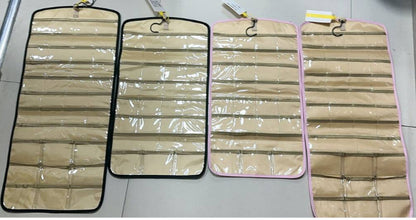 Hanging Jewelry Storage Bag Double-Sided Foldableable with Metal Hook Pvc Anti-Oxidation Suitable for Earrings, Necklaces and Rings