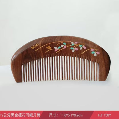 Sandalwood Comb for Meridian Scalp Massage, Anti-Static Hair Comb for Women, Medium-Tooth Volumizing Comb, Meridian Comb Gift Box