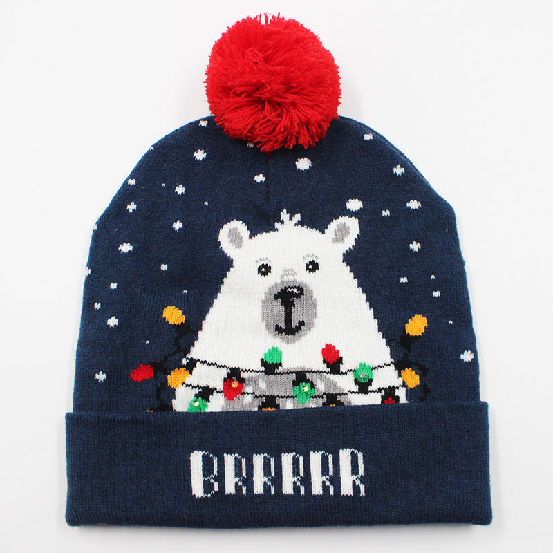 Korean Internet Celebrity Style Snowflake Christmas Hat, Warm and Cold-Proof Women's Knitted Hat with Pom-Pom, Ear-Protecting Yarn Hat, Light Luxury Style