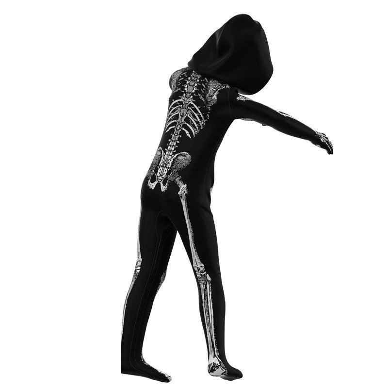 Halloween clothes spoof skeleton jumpsuit cosplay skeleton horror toy game parent party costume