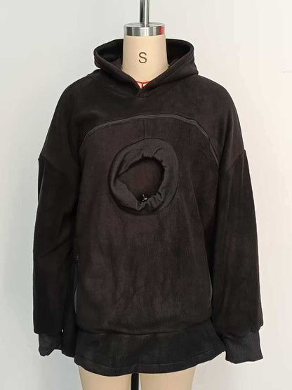 2025 New European and American Polar Fleece Pet-In-One Men's and Women's Trendy Hooded Loose Casual Warm Sweatshirt