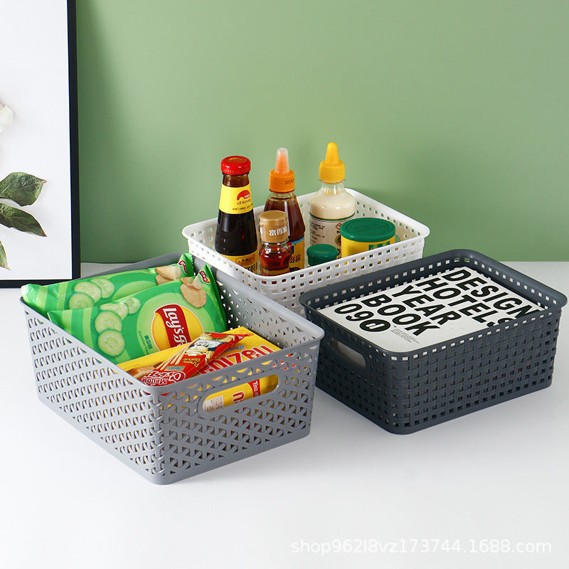 Storage Basket Simple Office Supplies Plastic Storage Basket Desktop Sundries Storage Frame Living Room Study Snack Organize Basket