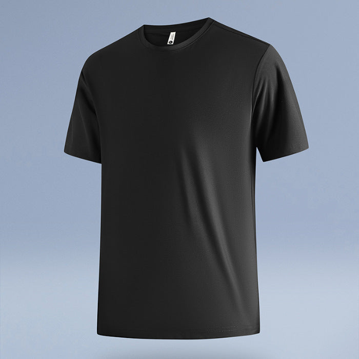 Dan Baoni | Summer Cool Sense Sunscreen Solid Color Advanced Sense Ice Silk Men's T-Shirt Loose Round Neck Shoulder Short Sleeve Customization