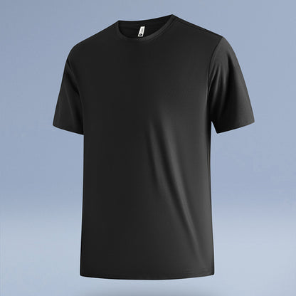 Dan Baoni | Summer Cool Sense Sunscreen Solid Color Advanced Sense Ice Silk Men's T-Shirt Loose Round Neck Shoulder Short Sleeve Customization