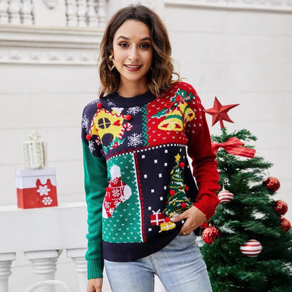 Amazon Explosions 2023 European and American Women's Little Snowflake Christmas Sweater Christmas Tree Pullover Knitted Sweater Christmas Clothes
