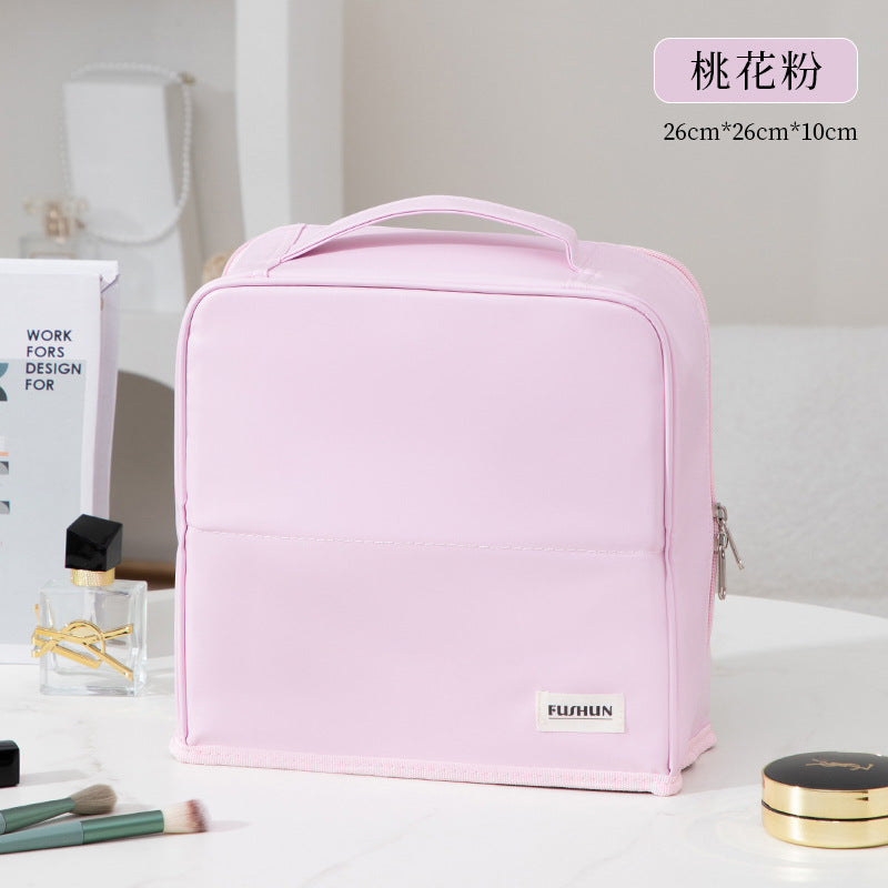 Vertical Cosmetic Bag, Large Capacity, Women's Pencil Case, Travel Pu Waterproof, Can Be Hung on Luggage, Makeup Brush Storage Bag