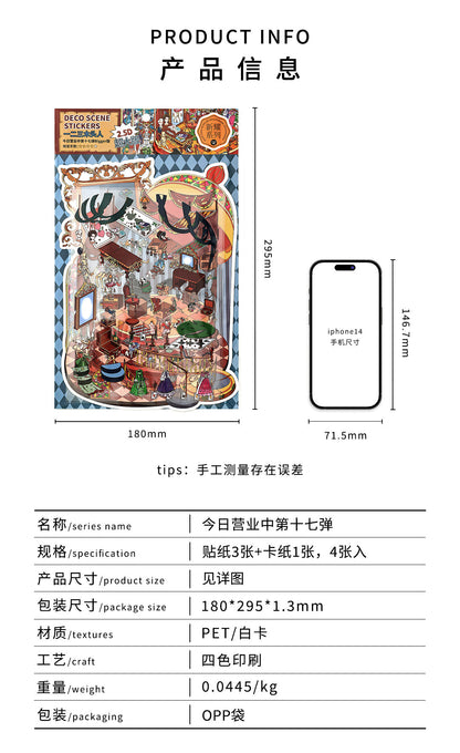 Infeel.Me Extra Large Scenery Stickers Today's Business Hours Open - Part Twelve DIY Journal Scene Stickers